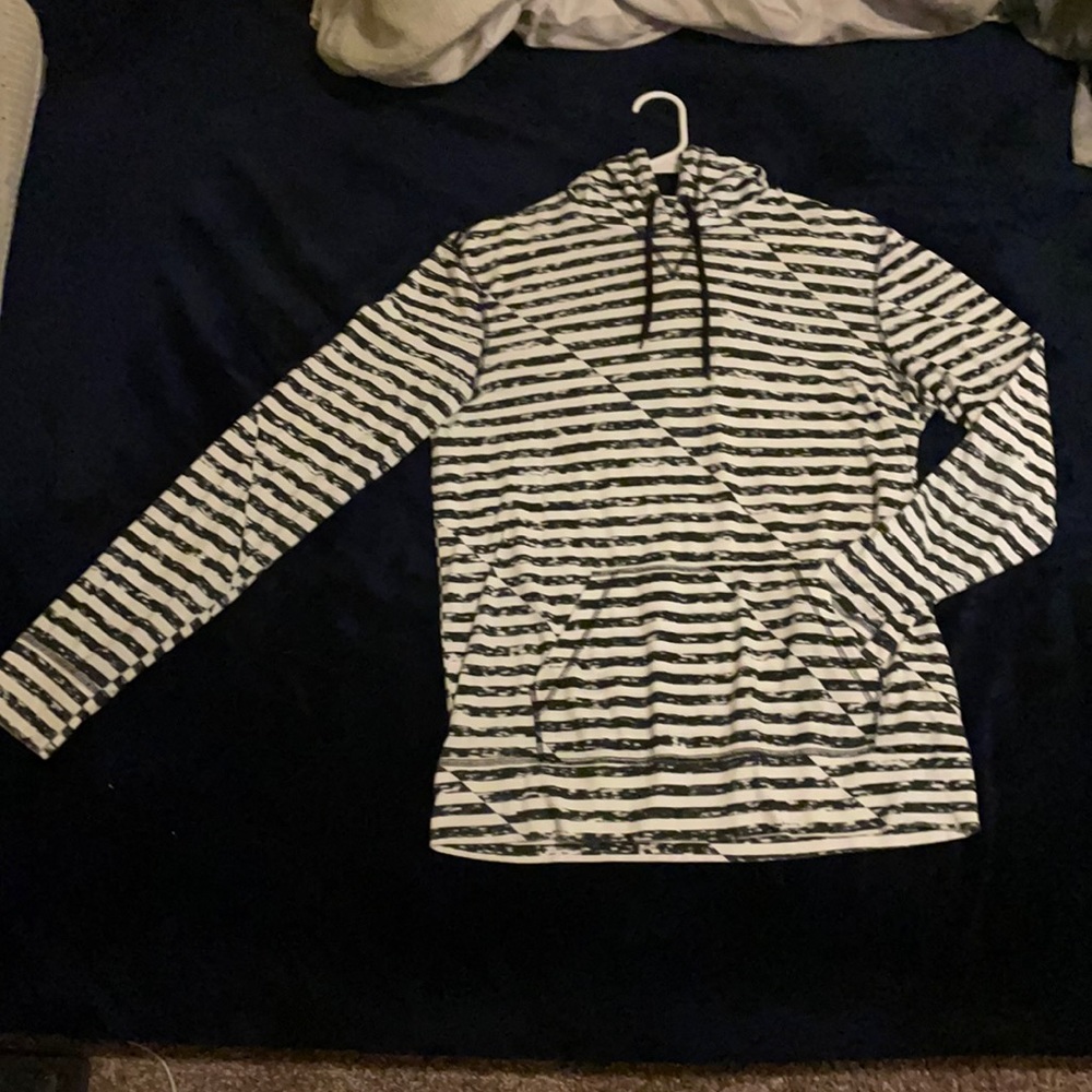 Large Black & White Striped Lightweight Sweatshirt